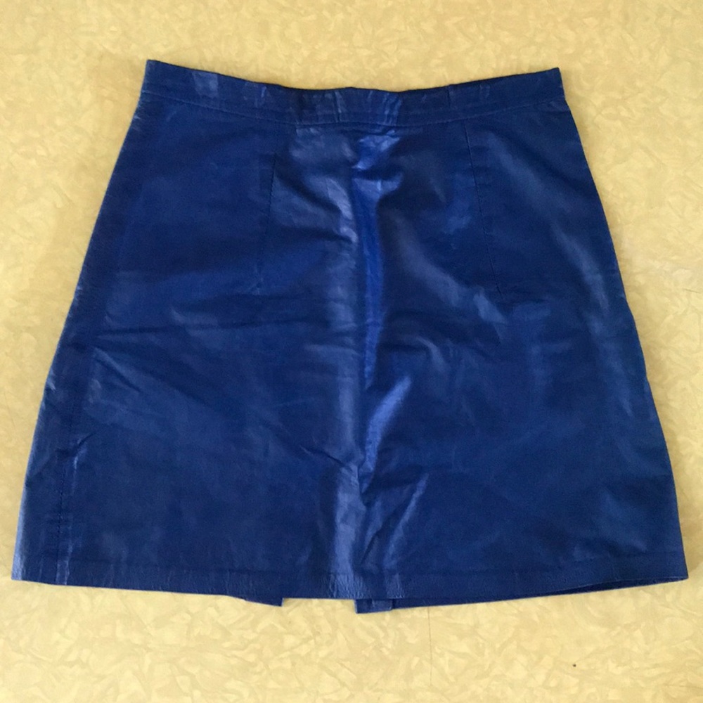Vintage royal blue leather skirt - xs/s